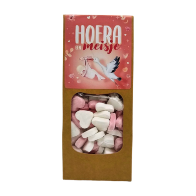 Typisch Hollands Hurra ein Mädchen - Candy Hearts - rosa-weiß.