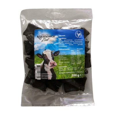 Typisch Hollands Cow liquorice - sweet 200 grams in a bag. (VEGAN)