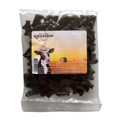 Typisch Hollands Cow liquorice - salt 200 grams in a bag.