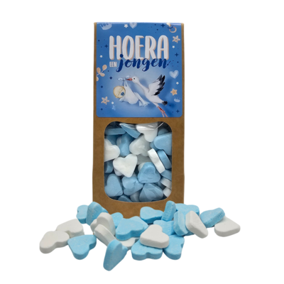 Typisch Hollands Hooray a Boy - Candy Hearts - blue-white.