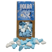 Typisch Hollands Hoera een Jongen - Snoephartjes -blauw-wit.