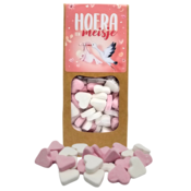 Typisch Hollands Hoera een Meisje - Snoephartjes -roze-wit.