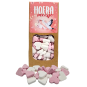 Typisch Hollands Hurra ein Mädchen - Candy Hearts - rosa-weiß.