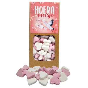 Typisch Hollands Hooray a Girl - Candy Hearts - pink-white.