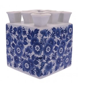 Heinen Delftware Delft blue tulip vase straight - Floral motif (square)