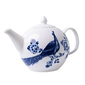 Heinen Delftware Delft blue teapot - Peacock and floral pattern