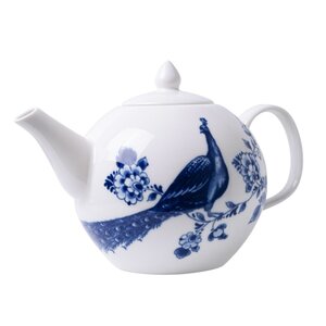 Heinen Delftware Delfts blauw theepot - Pauw en bloemmotief