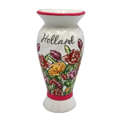 Typisch Hollands Spout vase pink - tulips - 13 cm