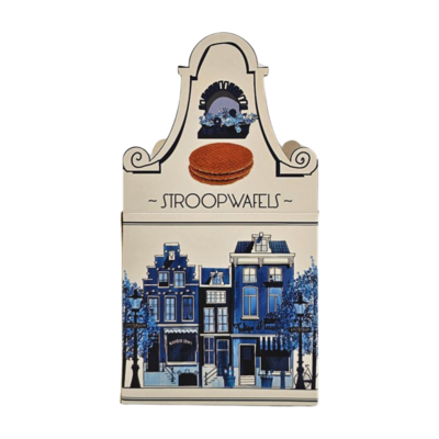 TTD Gifts Stroopwafels in Gevelhuisje (huisje-doosje) Delfts blauw