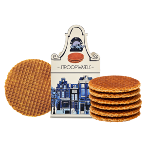 Typisch Hollands Stroopwafels in Gevelhuisje (huisje-doosje) Delfts blauw