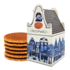 Typisch Hollands Stroopwafels in Gevelhuisje (huisje-doosje) Delfts blauw