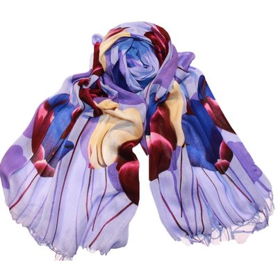 Robin Ruth Fashion Damessjaal Robin Ruth Tulpen paars ,creme en aubergine