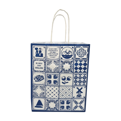 Typisch Hollands Delft Blue Paper Gift Bag - Medium