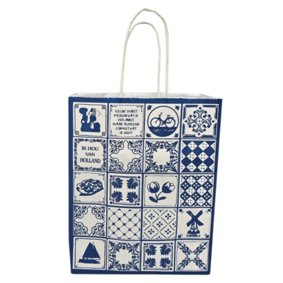 Typisch Hollands Delft Blue Paper Gift Bag - Medium