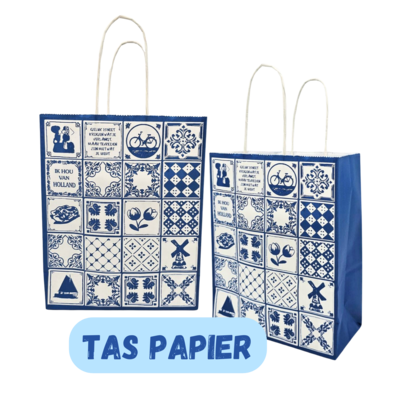 Typisch Hollands Delft Blue Paper Gift Bag - Medium