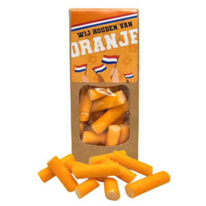 Typisch Hollands Holländische Süßigkeiten - Orangefarbene Schachtel - Orangefarbene Orangenstäbchen