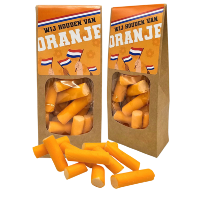 Typisch Hollands Holländische Süßigkeiten - Orangefarbene Schachtel - Orangefarbene Orangenstäbchen