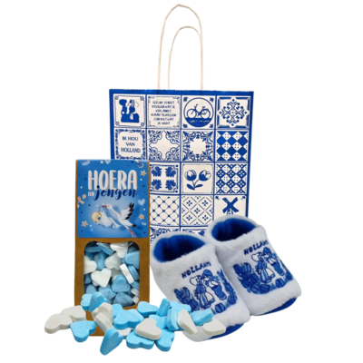 typisch-hollands-geschenkpakket Baby-Geschenkpaket (0-6 Monate) – Holland – Delfter Blau