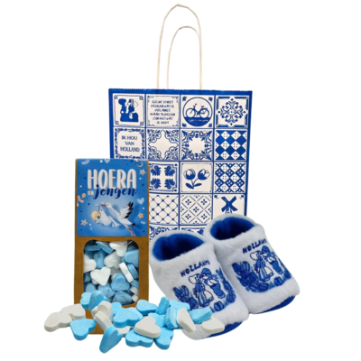 www.typisch-hollands-geschenkpakket.nl Baby geschenkenpakket (0-6 maanden)- Holland - Delfts blauw