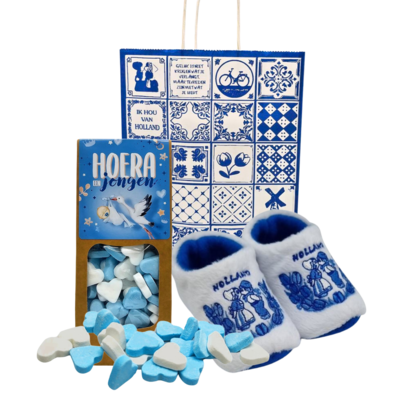 www.typisch-hollands-geschenkpakket.nl Baby gift package (0-6 months) - Holland - Delft blue