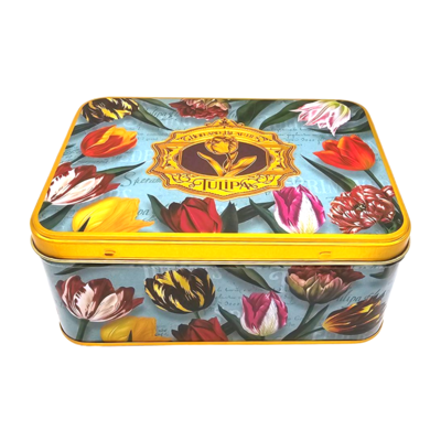 Typisch Hollands Tin of speculaas rectangular Green - Pretty Tulips