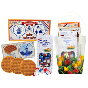 Typisch Hollands Holland PVC gift bag with tulips - 3x Holland treats