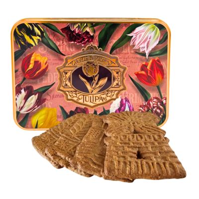 Matix Rectangular Pink Speculaas Tin - Pretty Tulips