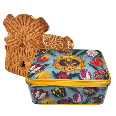 Typisch Hollands Tin of speculaas rectangular Green - Pretty Tulips