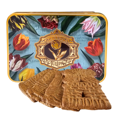 Typisch Hollands Tin of speculaas rectangular Green - Pretty Tulips