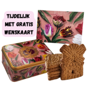Typisch Hollands Tin of gingerbread rectangle Pink - Pretty Tulips