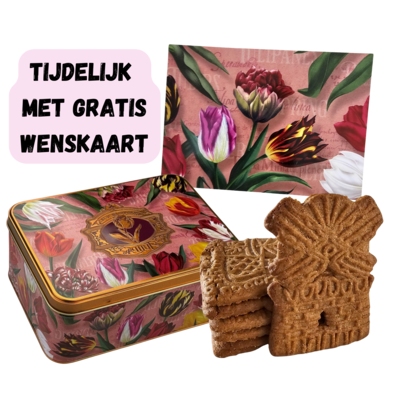 Typisch Hollands Tin of gingerbread rectangle Pink - Pretty Tulips