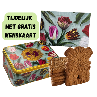 Typisch Hollands Tin of gingerbread rectangle Green - Pretty Tulips