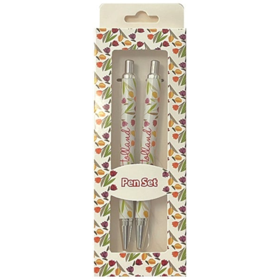 Typisch Hollands Holland - Pen set - Tulip decoration in gift box - White