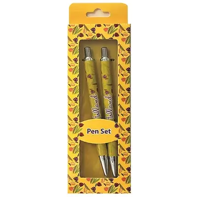 TTD Gifts Holland - Pennenset - Tulpendecoratie in geschenkdoosje - Geel