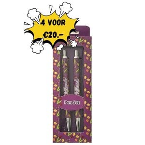 Typisch Hollands Holland - Pen set with Tulip decoration in gift box - Purple