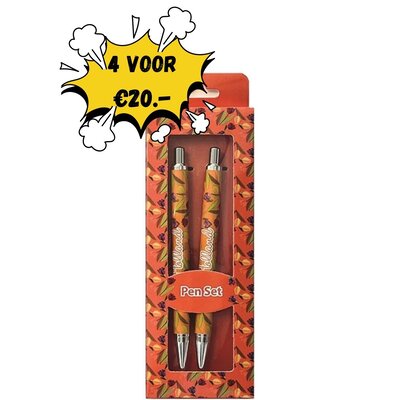 Typisch Hollands Holland - Pen set - Tulip decoration in gift box - Orange