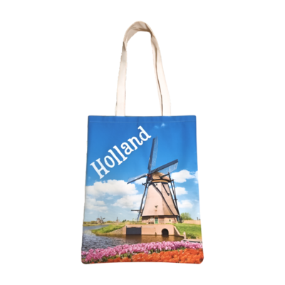 Typisch Hollands Tasche Baumwolle glückliche Häuser Holland - Mühlenlandschaft