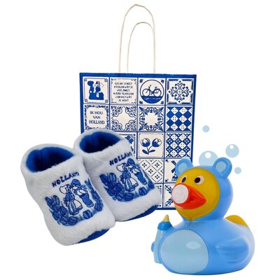 www.typisch-hollands-geschenkpakket.nl Baby geschenkenpakket (0-6 maanden)- Holland - met badeend