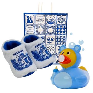 www.typisch-hollands-geschenkpakket.nl Baby geschenkenpakket (0-6 maanden)- Holland - met badeend