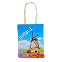 Typisch Hollands Tas katoen happy houses Holland - Molenlandschap