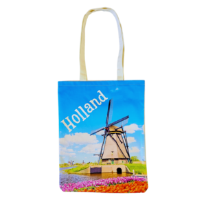 Typisch Hollands Tas katoen happy houses Holland - Molenlandschap