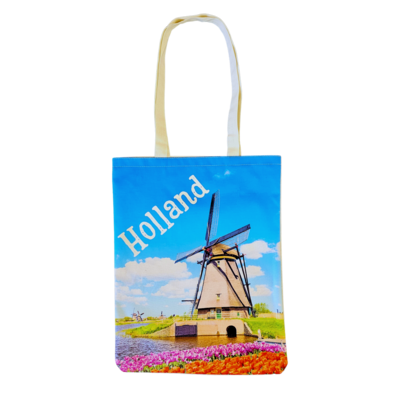 Typisch Hollands Bag cotton happy houses Holland - Mill landscape