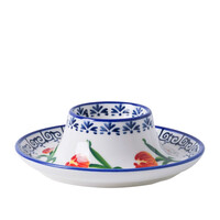 Heinen Delfts blauw Delfter blauer Eierbecher - mit orangefarbener Tulpe