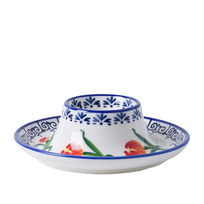 Heinen Delfts blauw Delft blue egg cup - with orange tulips