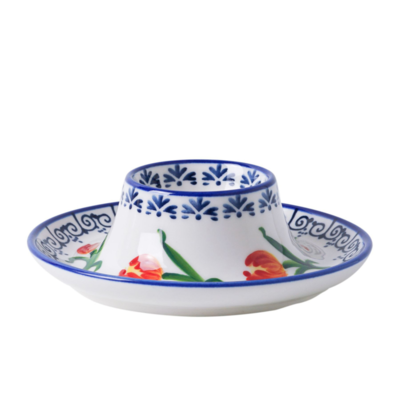 Heinen Delfts blauw Delft blue egg cup - with orange tulips
