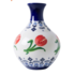 Heinen Delftware Belly vase Delft blue floral pattern and orange tulips 19cm