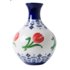 Heinen Delftware Buikvaasje Delfts blauw bloemmotief en oranje tulpen 19cm