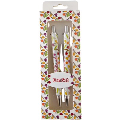 Typisch Hollands Holland - Pen set - Tulip decoration in gift box - White