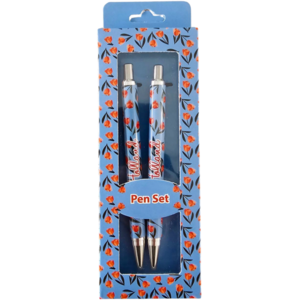 TTD Gifts Holland - Pen set with Tulip decoration in gift box - Blue