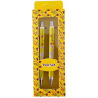 TTD Gifts Holland - Pen set with Tulip decoration in gift box - Yellow